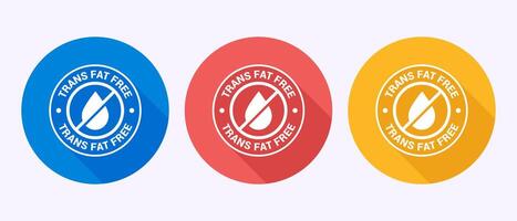 Trans fat free icon design illustration, Zero trans fat label sign in shadow button design vector