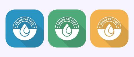 Trans fat free icon design illustration, Zero trans fat label badge in shadow button design vector