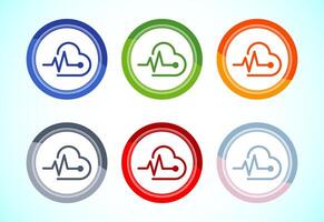 Heartbeat pulse icon design, Medical heart sign, 6 color button design set vector