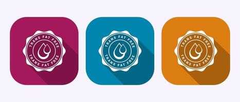 Trans fat free icon design, Zero trans fat label badge sign in shadow button design vector