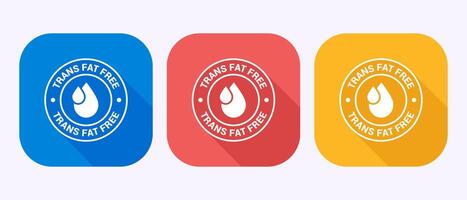Trans fat free icon design illustration, Zero trans fat badge sign in shadow button design vector