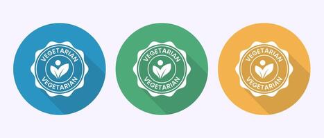 100 percent vegetarian icon design, Vegan product label badge in shadow button design vector