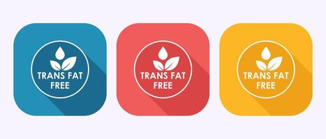 Trans fat free icon design, Zero trans fat label sign in shadow button design vector
