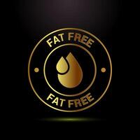 Fat free icon design illustration. Zero fat circle label in gold color style vector