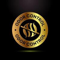 Odor control icon design. Anti bad smell icon, Odor free label badge in gold color style vector