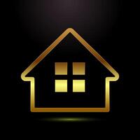 Home icon design, main page icon sign in gold color style vector