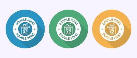 Earn x2 double point icon design. Earn x2 label sign in shadow button design vector