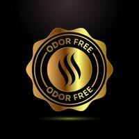 Odor control icon design. Anti bad smell icon, Odor free badge in gold color style vector