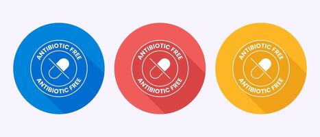 Antibiotic free icon design, No antibiotic, Organic, healthy sign in shadow button design vector