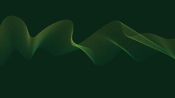 Green Wave Line Background. Abstract Digital Flow on Dark vector