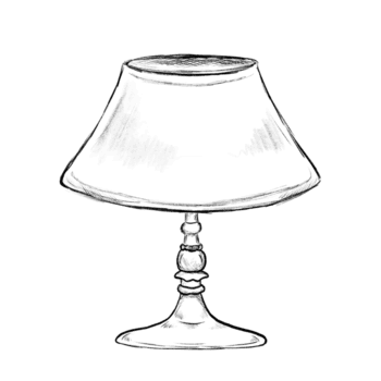 esboço do uma mesa luminária apresentando uma cônico abajur com sutil sombreamento linhas png