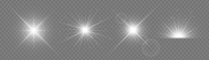 Shining starburst with lens flare and sparkling glow. Abstract light effect with radiant beams, glitter and bokeh. Realistic glowing element for festive, cosmic or magical designs. illustration vector