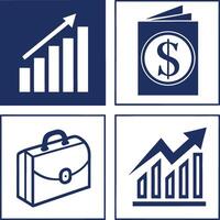 Clean Flat Business Icons for Financial Apps vector