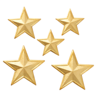 An array of intricately designed golden stars, shimmering with a radiant sheen, each holding its unique shape png