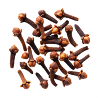 An overhead shot of cloves on the table, capturing the intricate details and rich color of the spices png