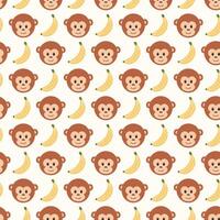 Cute monkey face seamless pattern background vector