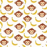 Cute monkey face seamless pattern background design vector