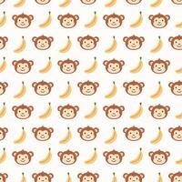 Cute monkey face pattern background illustration vector