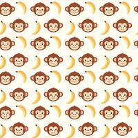 Cute monkey face pattern vector