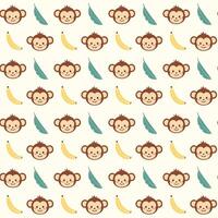 Cute monkey face pattern background design vector