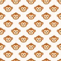 Cute monkey face pattern background vector