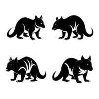 four black and white images of kangaroos vector
