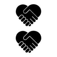 two black and white handshakes in the shape of a heart vector