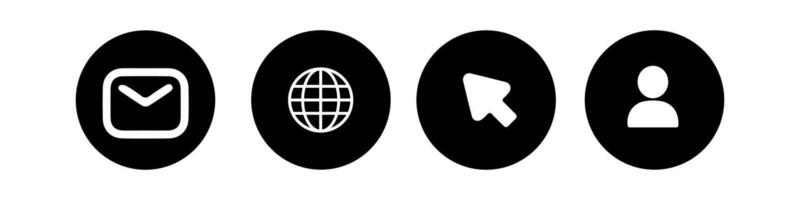 Web icon set four black and white icons of a globe, phone, and globe vector