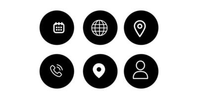 a set of four black and white icons with a globe, map, and other items vector