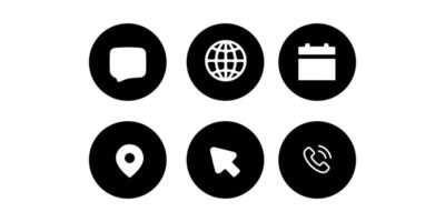 a set of black and white icons that include a globe, phone, and a globe vector
