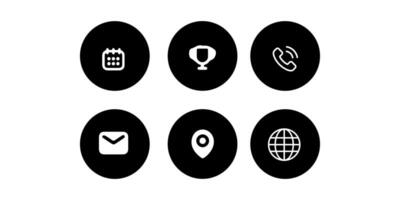 a set of black and white icons that include a globe, phone, and other items vector