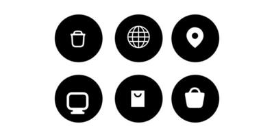 a set of black and white icons that include a phone, a globe and web vector