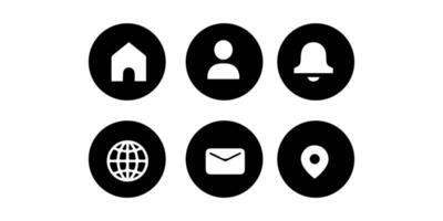 a set of black and white icons that include a phone, a house, and a bell vector