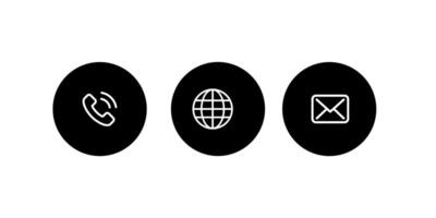 four icons of a globe, phone, and email vector
