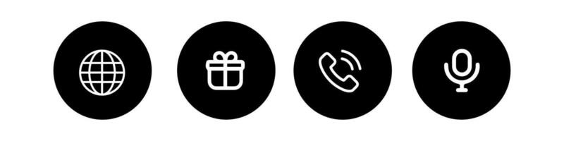 Web icon set four black and white icons of different objects vector