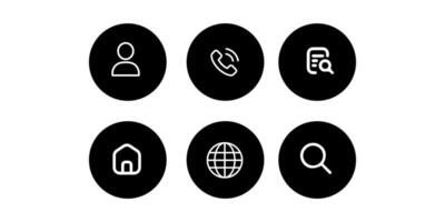 a set of six icons that include a phone, a globe web vector