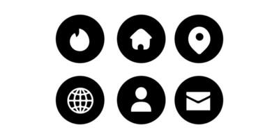 a set of six icons that include a phone, email, and a map vector