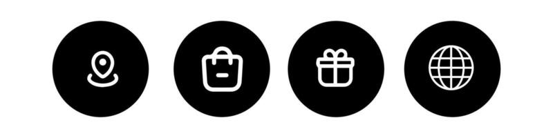 Web icon set four black and white icons of various objects vector