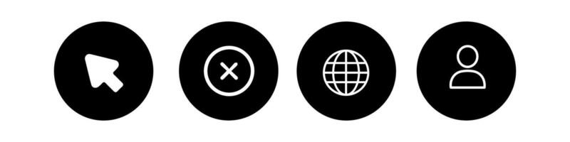 web icon set four black and white buttons vector