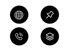 four icons of a globe, phone, and a computer vector