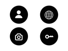 four black circles with different icons on them vector