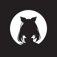 a girl with a cat ears is in the moon vector