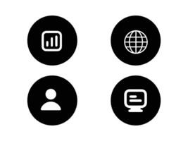 four icons of a globe, globe, and a computer vector