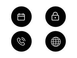 four icons of a phone, globe, padlock and phone vector