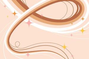 Retro Design with Hand drawn Fluid Wavy Lines and Sparkling Stars on Cream Background. Retro swirls with vibrant movement. Perfect for web, banner, print, cards vector