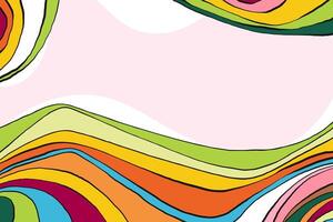 Colorful Abstract Fluid Retro Wave Lines. Groovy retro lines in pink and green. Psychedelic 70s design. Funky swirl background. Vintage pop art inspired wallpaper. vector