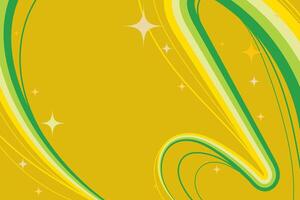 Summer Design with Cartoon Squiggle Fluid Lines and Sparkling Stars on Yellow Background. Retro swirls with vibrant movement. Perfect for print, cards, web, banners vector