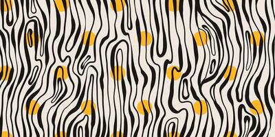 Black and white Modern Wavy Lines. Abstract zebra stripe pattern. Fluid distortion texture with yellow dots. Modern high contrast wallpaper. Optical illusion design. vector