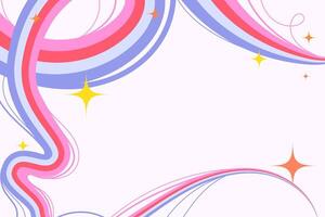 Abstract Fun Design with Cartoon Squiggle Wavy Lines and Sparkling Stars on White Background. Retro swirls with vibrant movement. Perfect for banners, web, print, posters vector
