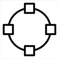 A circle with four squares in it vector